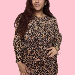 ✨ french connection beritt colette floral smocked dress - utility blue ✨